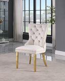 Carmen Luxurious Contemporary Dining Chairs - Set of 2 with Deep Button Tufting & Gold Accents