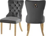 Carmen Luxurious Contemporary Dining Chairs - Set of 2 with Deep Button Tufting & Gold Accents