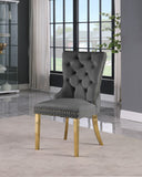 Carmen Luxurious Contemporary Dining Chairs - Set of 2 with Deep Button Tufting & Gold Accents