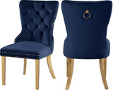 Carmen Luxurious Contemporary Dining Chairs - Set of 2 with Deep Button Tufting & Gold Accents
