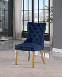 Carmen Luxurious Contemporary Dining Chairs - Set of 2 with Deep Button Tufting & Gold Accents