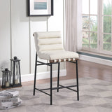 Burke Contemporary Counter Stool - Stylish Vegan Leather, Walnut Wood & Matte Black Frame Design