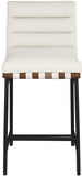 Burke Contemporary Counter Stool - Stylish Vegan Leather, Walnut Wood & Matte Black Frame Design