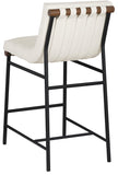 Burke Contemporary Counter Stool - Stylish Vegan Leather, Walnut Wood & Matte Black Frame Design