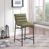 Burke Contemporary Counter Stool - Stylish Vegan Leather, Walnut Wood & Matte Black Frame Design