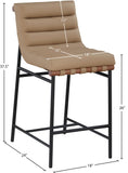 Burke Contemporary Counter Stool - Stylish Vegan Leather, Walnut Wood & Matte Black Frame Design