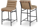 Burke Contemporary Counter Stool - Stylish Vegan Leather, Walnut Wood & Matte Black Frame Design