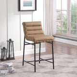 Burke Contemporary Counter Stool - Stylish Vegan Leather, Walnut Wood & Matte Black Frame Design