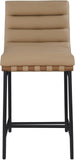 Burke Contemporary Counter Stool - Stylish Vegan Leather, Walnut Wood & Matte Black Frame Design