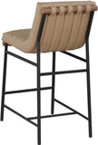 Burke Contemporary Counter Stool - Stylish Vegan Leather, Walnut Wood & Matte Black Frame Design