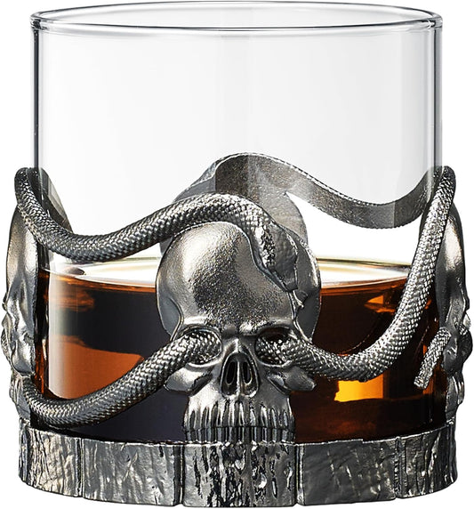 Skull & Snake Pewter Whiskey, Wine, Beer & Water Drinking Glass -12.5oz Set of 2
