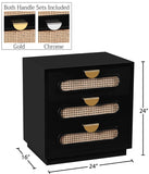 Cane Mid Century Night Stand with Natural Cane Drawers and Stylish Brass Handles for Your Bedroom