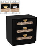 Cane Mid Century Night Stand with Natural Cane Drawers and Stylish Brass Handles for Your Bedroom