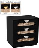 Cane Mid Century Night Stand with Natural Cane Drawers and Stylish Brass Handles for Your Bedroom