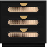 Cane Mid Century Night Stand with Natural Cane Drawers and Stylish Brass Handles for Your Bedroom