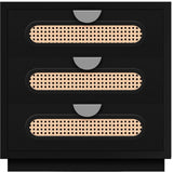 Cane Mid Century Night Stand with Natural Cane Drawers and Stylish Brass Handles for Your Bedroom