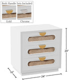 Cane Mid Century Night Stand with Natural Cane Drawers and Stylish Brass Handles for Your Bedroom