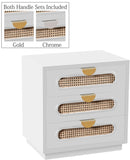 Cane Mid Century Night Stand with Natural Cane Drawers and Stylish Brass Handles for Your Bedroom