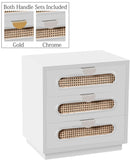 Cane Mid Century Night Stand with Natural Cane Drawers and Stylish Brass Handles for Your Bedroom