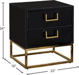 Nova Contemporary Side Table with Gold Stainless Steel Base & Black Lacquer Finish for Chic Style