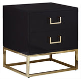 Nova Contemporary Side Table with Gold Stainless Steel Base & Black Lacquer Finish for Chic Style