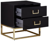 Nova Contemporary Side Table with Gold Stainless Steel Base & Black Lacquer Finish for Chic Style