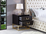 Nova Contemporary Side Table with Gold Stainless Steel Base & Black Lacquer Finish for Chic Style