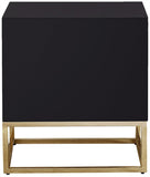 Nova Contemporary Side Table with Gold Stainless Steel Base & Black Lacquer Finish for Chic Style