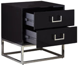 Nova Contemporary Side Table with Chrome Stainless Steel Base and Sleek Black Lacquer Finish