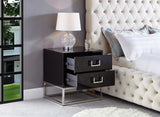 Nova Contemporary Side Table with Chrome Stainless Steel Base and Sleek Black Lacquer Finish