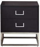 Nova Contemporary Side Table with Chrome Stainless Steel Base and Sleek Black Lacquer Finish