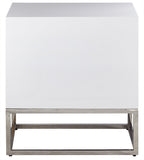 Nova Contemporary Side Table with Chrome Stainless Steel Base and Sleek Black Lacquer Finish