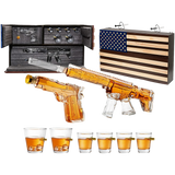 AR15 Whiskey Gun Decanter Flag Set - 1000ml Rifle & Pistol Set - Hanging Storage American Flag Gift Box & Bullet Glasses & Shot Glass, Great Gift for Army, Navy, Marines, Veterans & Gun Enthusiasts