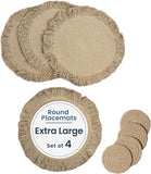 Beige Braided Cotton Placemats with Fringes – Set of 4