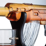 (EU ONLY) Wine Savant Dekanter-Set, Bullet-Gläser, limitierte Auflage, elegantes Gewehre, Whiskey-Dekanter, 57,1 cm, 1000 ml, mit 4 Bullet-Whiskey-Gläsern und Sockel aus Mahagoni-Holz