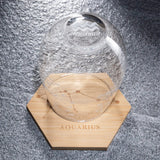 Set of 2 Zodiac Sign Wine Glasses with 2 Wooden Coasters (Aquarius)