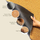 Large Beige Coir Doormat - 22x47" Basic Plain