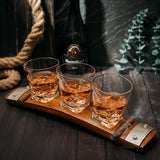 Glass & Coaster & with 3 Whiskey Glasses Slot to Hold