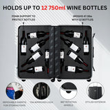 Wine Bottle Suitcase Aluminum | Holds 12 Standard 750 ML Bottles | Universal Airplane Luggage Case, TSA Approved Wheeled Bag For Professionals & Consumers, Gift For Wine Lovers, Connoisseurs (26 IN)