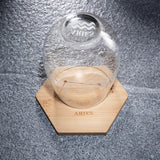 Set of 2 Zodiac Sign Wine Glasses with 2 Wooden Coasters (Aries)