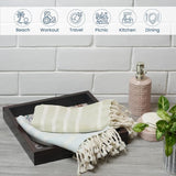 Green & Blue Turkish Cotton Towels Set of 2, 18"x40"