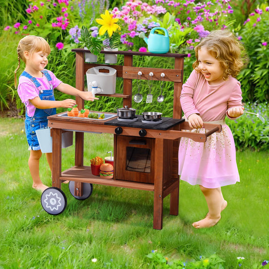 ROBUD Outdoor Mud Play Kitchen with Wheels