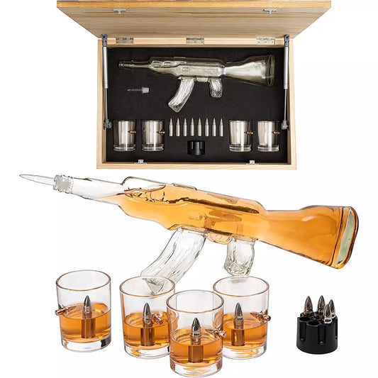 Gun Whiskey Decanter Set - SKF1801 - 8 Bullet Whiskey Chillers