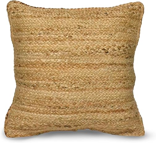 Jute Braided Decorative Pillow Cover, 18 x 18 inch, Natural