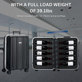 Wine Bottle Suitcase Aluminum | Holds 12 Standard 750 ML Bottles | Universal Airplane Luggage Case, TSA Approved Wheeled Bag For Professionals & Consumers, Gift For Wine Lovers, Connoisseurs (26 IN)