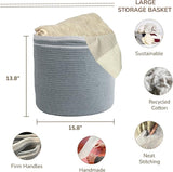 Cotton Rope Basket, 15.8x15.8x13.8 inches, Gray