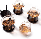 Set of 4 Diamond Whiskey & Wine Glasses With Wood Stands 10oz