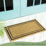 Beige Coir Doormat with Border - 17x30"