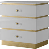 Esme Velvet Contemporary Side Table with Elegant Gold Trim, Stylish Storage & Modern Design