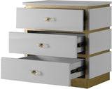 Esme Velvet Contemporary Side Table with Elegant Gold Trim, Stylish Storage & Modern Design